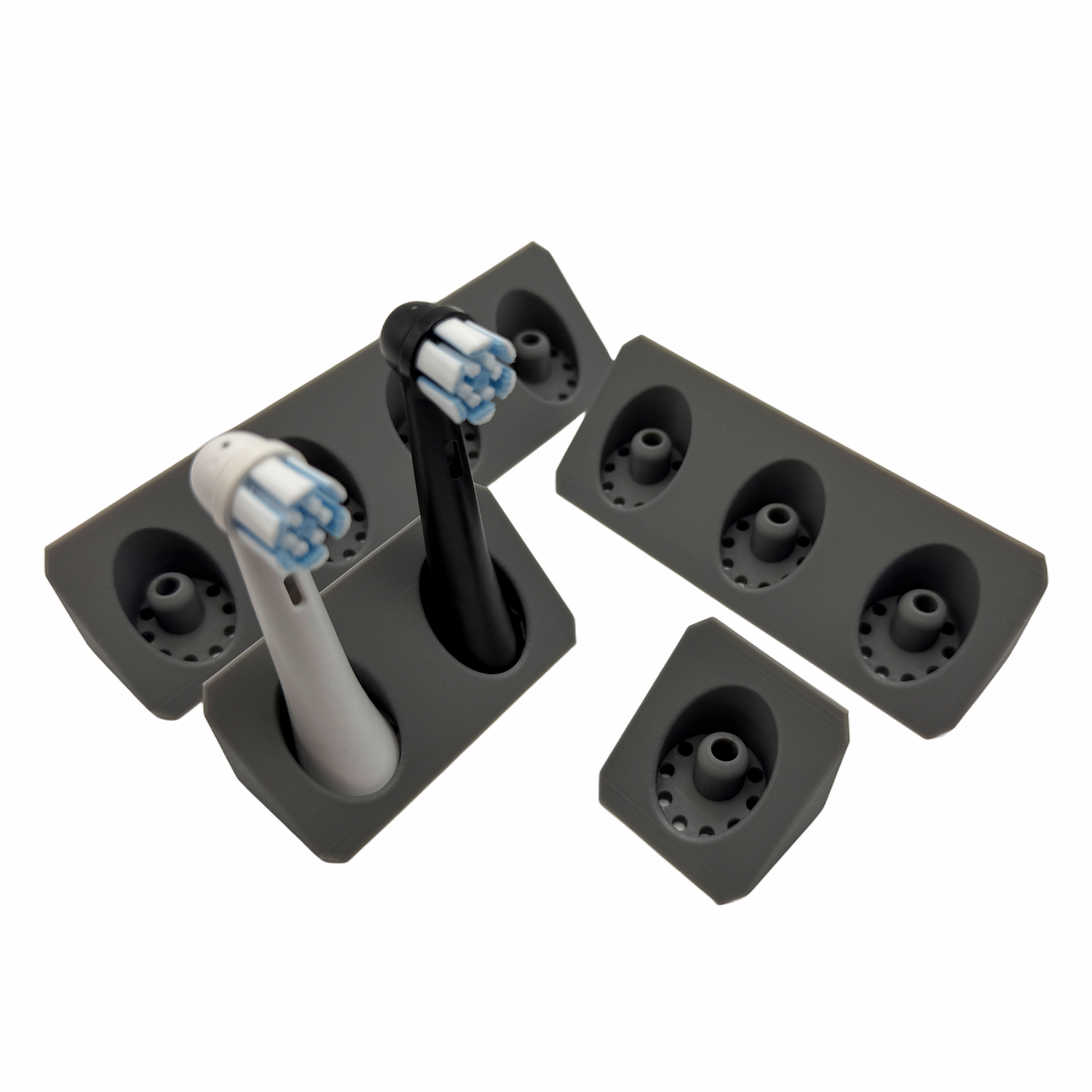 Zahnbürstenhalter für Oral-B  iO und Philips Sonicare in Grau 1 bis 4 Steckplätze