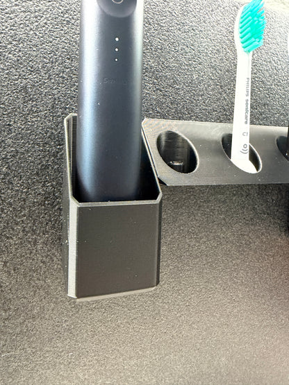 Zahnbürstenhalter mit Handstück und Zahnpastahalter für Oral-B iO und Philips Sonicare in schwarz