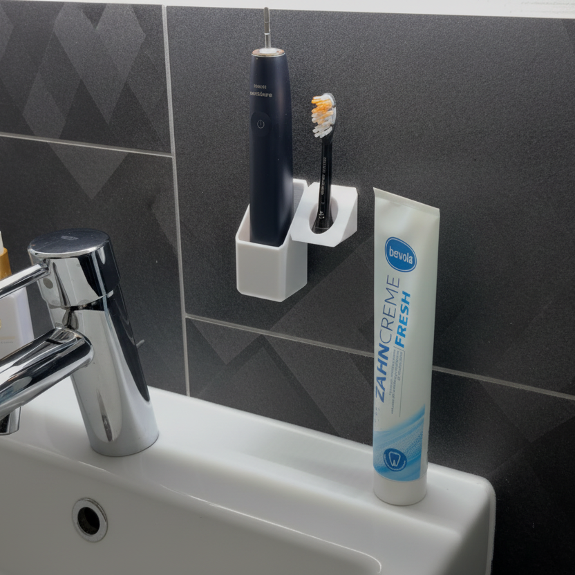 BrushDock Wall-Set – Zahnbürsten- & Kopfhalter Wandmontage (ohne Bohren)