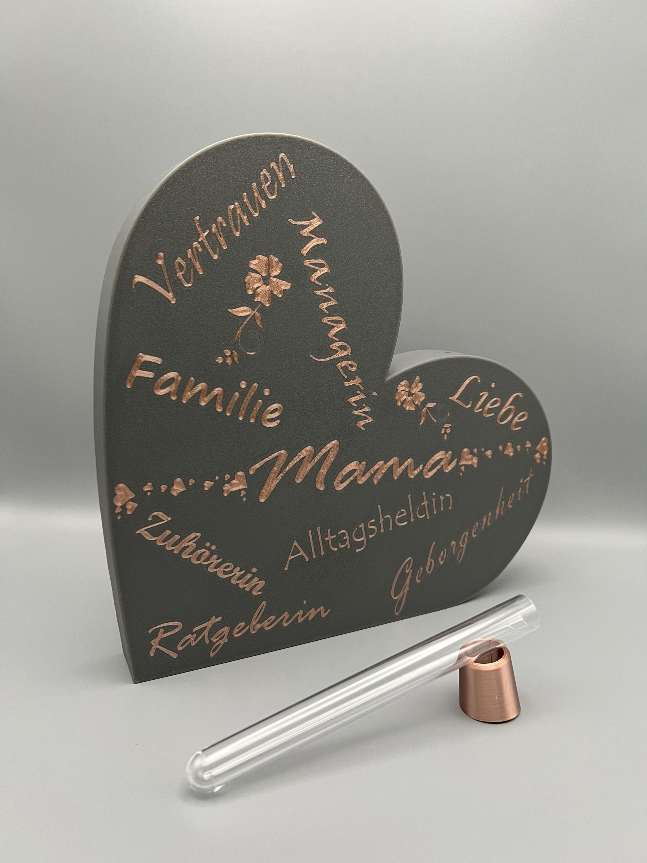 Herzaufsteller mit Reagenzglas und Kappe