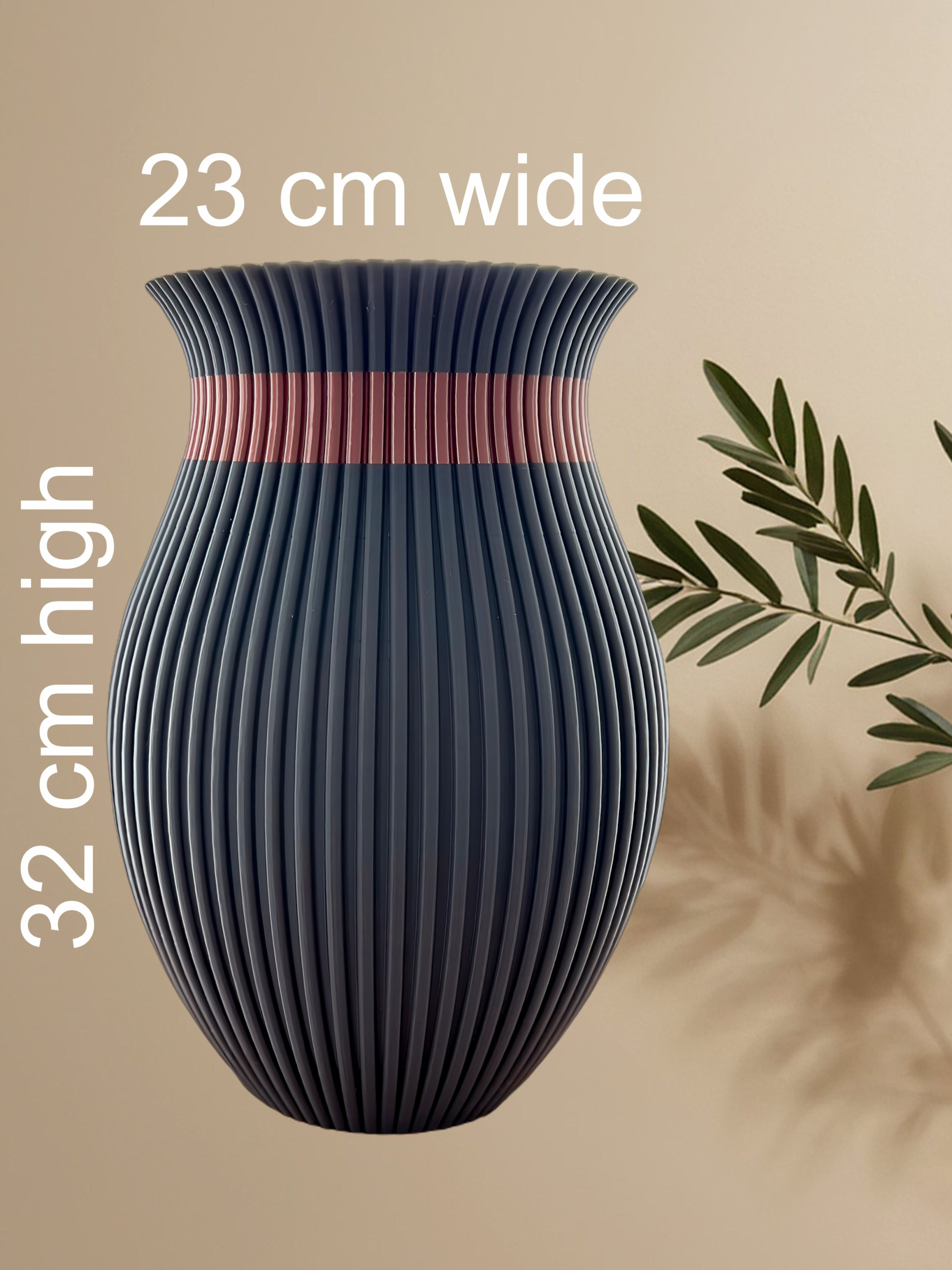 Vase XXL mit Größenangaben